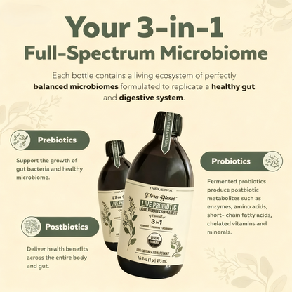 Flora Biome - Live Probiotic, Prebiotic, & Postbiotic – Organic Live-Culture – 10 Probiotic Strains, 18 Fermented Herbs - Complete Gut Health & Microbiome Optimizer (16 oz)