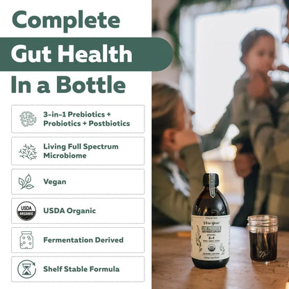 Flora Biome - Live Probiotic, Prebiotic, & Postbiotic – Organic Live-Culture – 10 Probiotic Strains, 18 Fermented Herbs - Complete Gut Health & Microbiome Optimizer (16 oz)